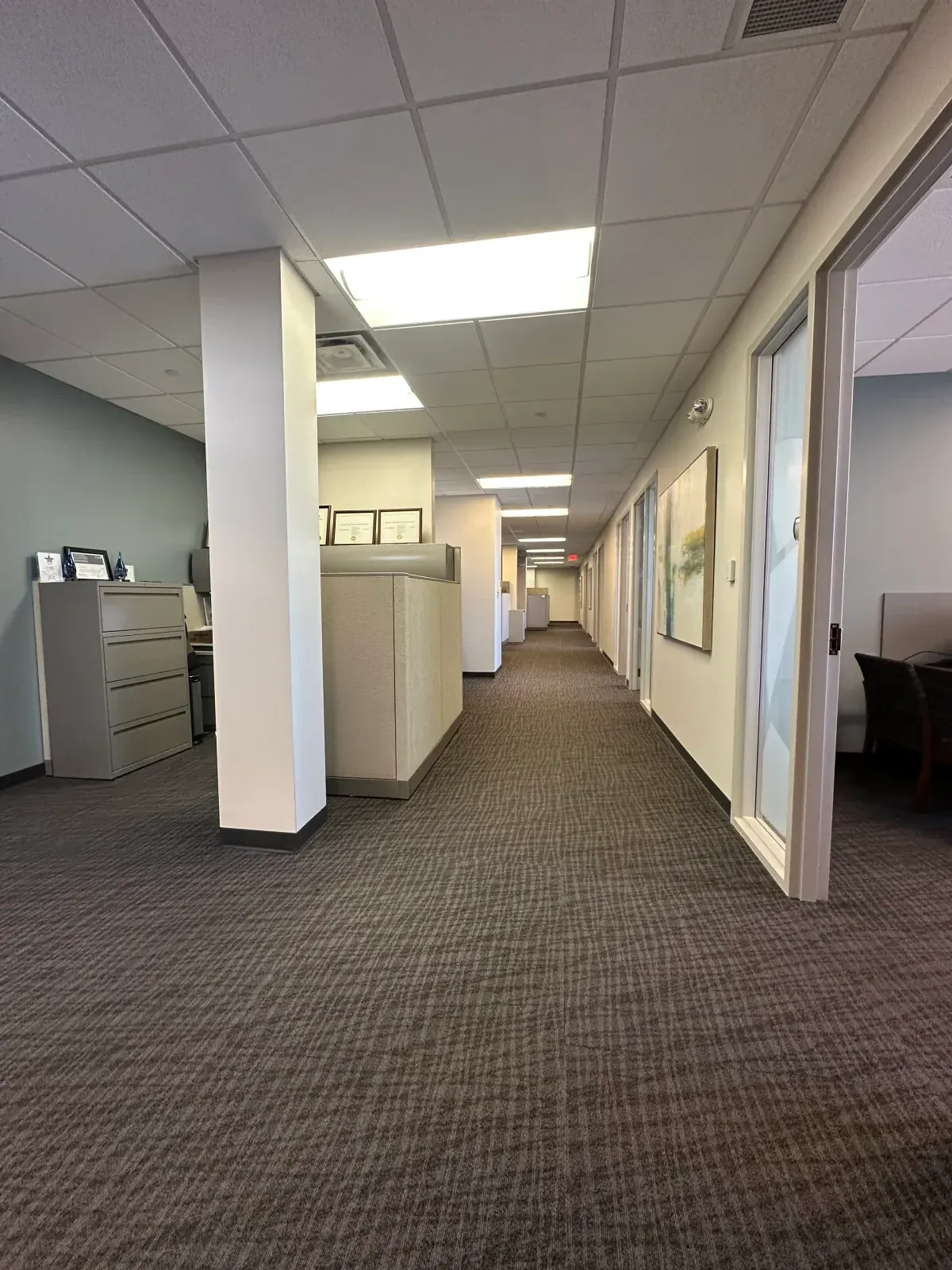 Suite 200 office layout and workspace area in downtown St. Charles
